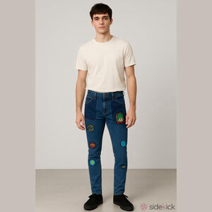 Ashluxe Paradise Patchwork Jeans Men's Size 28 Moto Zipper Hem Streetwear NWT